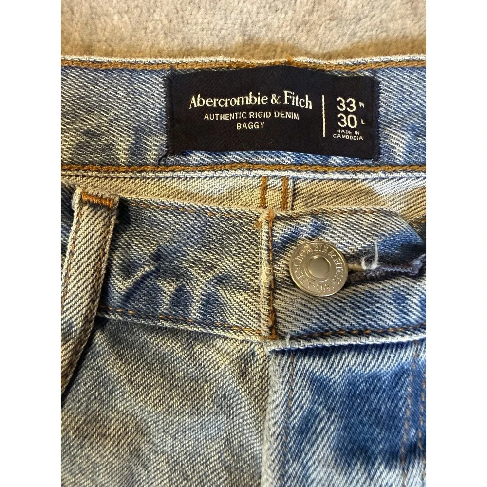 Abercrombie & Fitch Authentic Rigid Denim Baggy  Light Wash 33x30 Mens Y2K